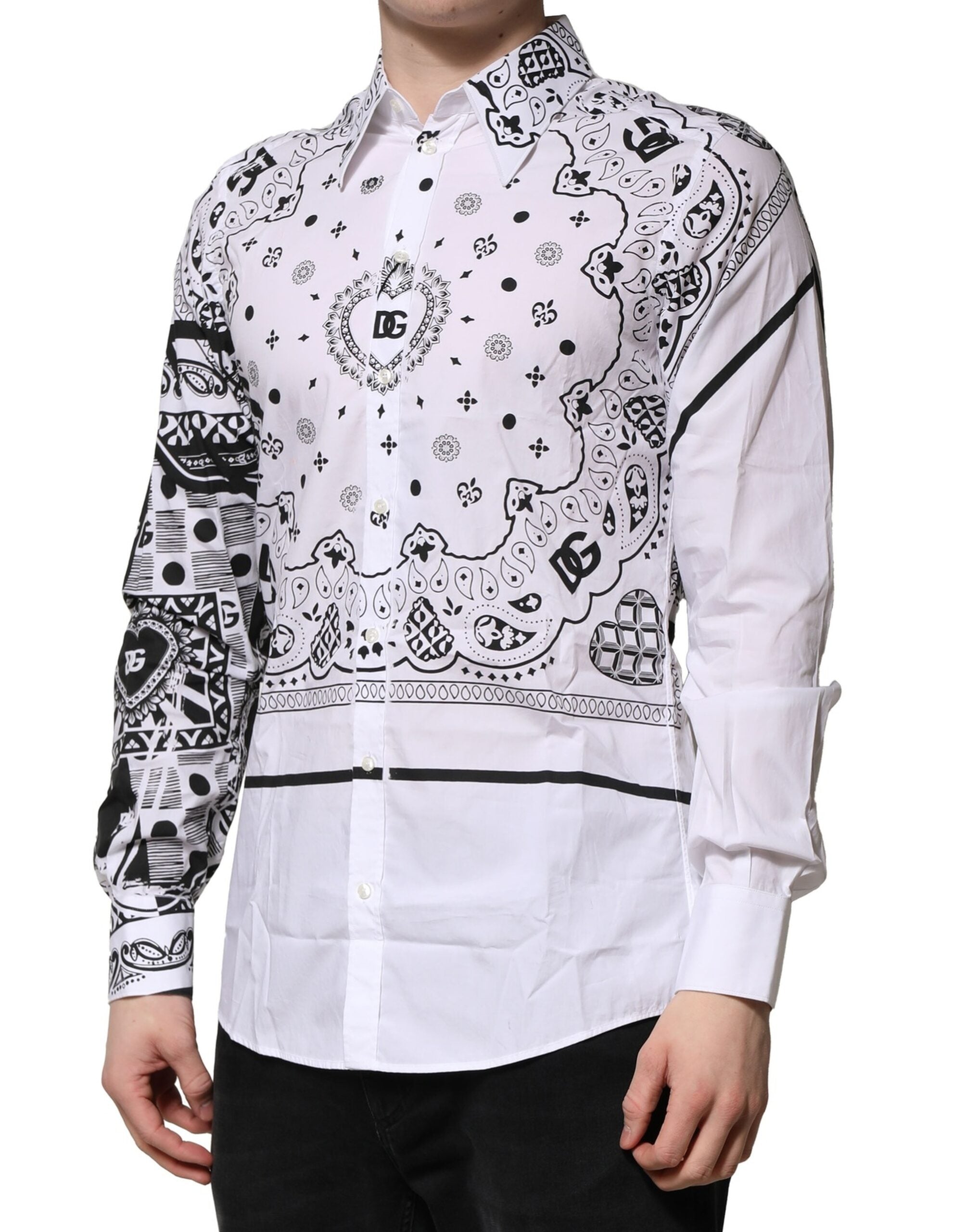 Dolce & Gabbana Weißes MARTINI Hemd mit Bandana-Druck